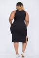 Plus Size Ribbed Side Slit Tank Midi Dress - AV Fashion’s