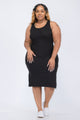 Plus Size Ribbed Side Slit Tank Midi Dress - AV Fashion’s