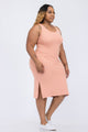 Plus Size Ribbed Side Slit Tank Midi Dress - AV Fashion’s