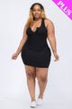 Plus Size Ribbed Split Neck Tank Mini Dress - AV Fashion’s