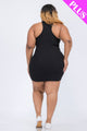 Plus Size Ribbed Split Neck Tank Mini Dress - AV Fashion’s