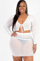 Plus Size Sheer Mesh Tie Front Crop Top & Ruched Side Mini Dress - AV Fashion’s
