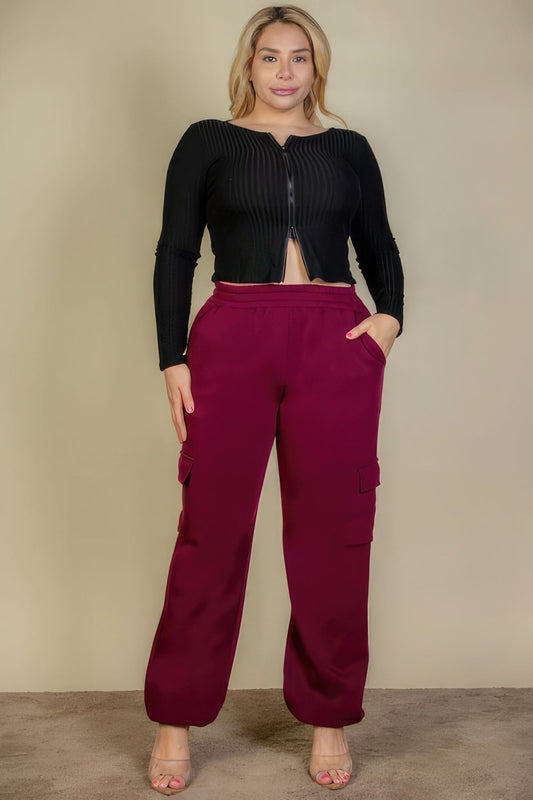 Plus Size Side Pocket Drawstring Waist Sweatpants - AV Fashion’s