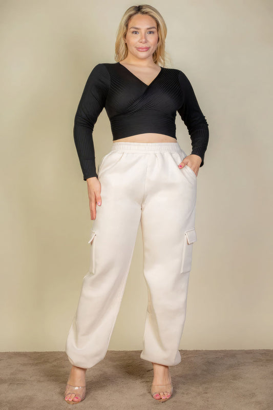 Plus Size Side Pocket Drawstring Waist Sweatpants - AV Fashion’s