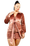 Plus Velvet Bishop Sleeve Mini Dress - AV Fashion’s