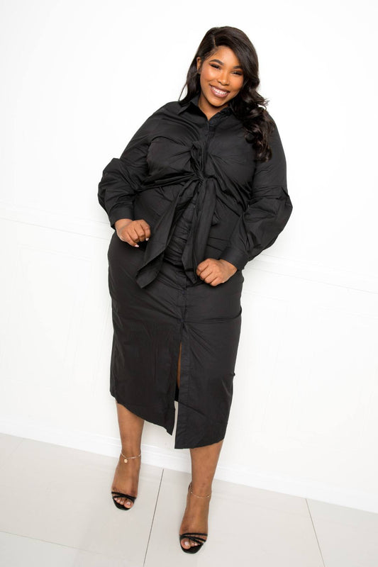 Poplin Tie Bow Shirt Dress - AV Fashion’s