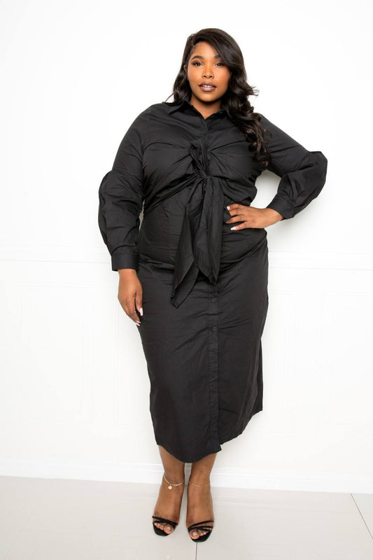 Poplin Tie Bow Shirt Dress - AV Fashion’s