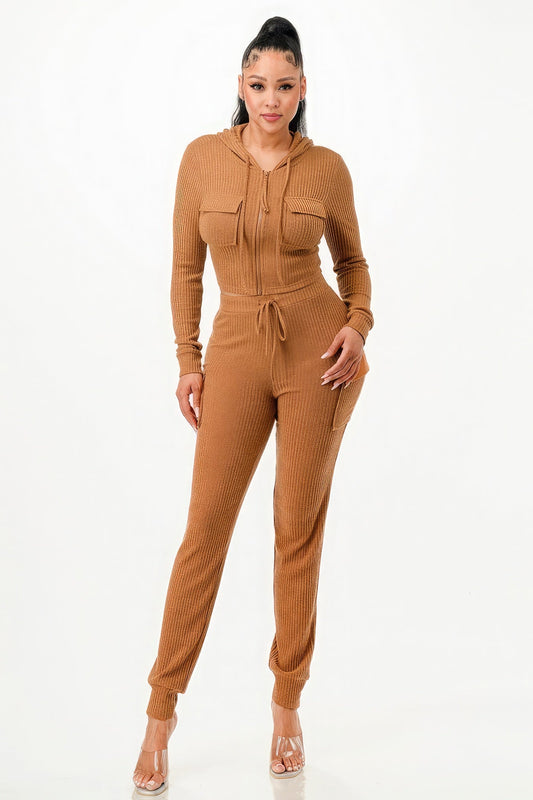 Rib Cargo Hoodie Set - AV Fashion’s