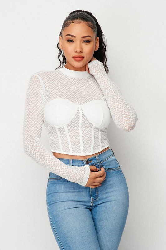 Sexy Mesh Mock Neck Top - AV Fashion’s
