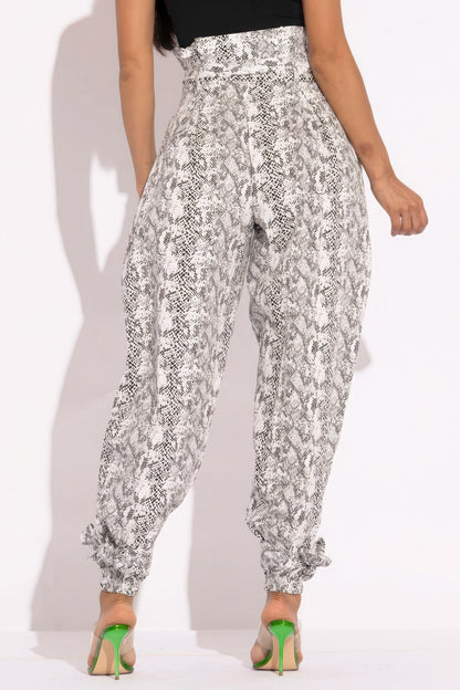 Snake Skin Printed Paper Bag Style Cargo Pants - AV Fashion’s