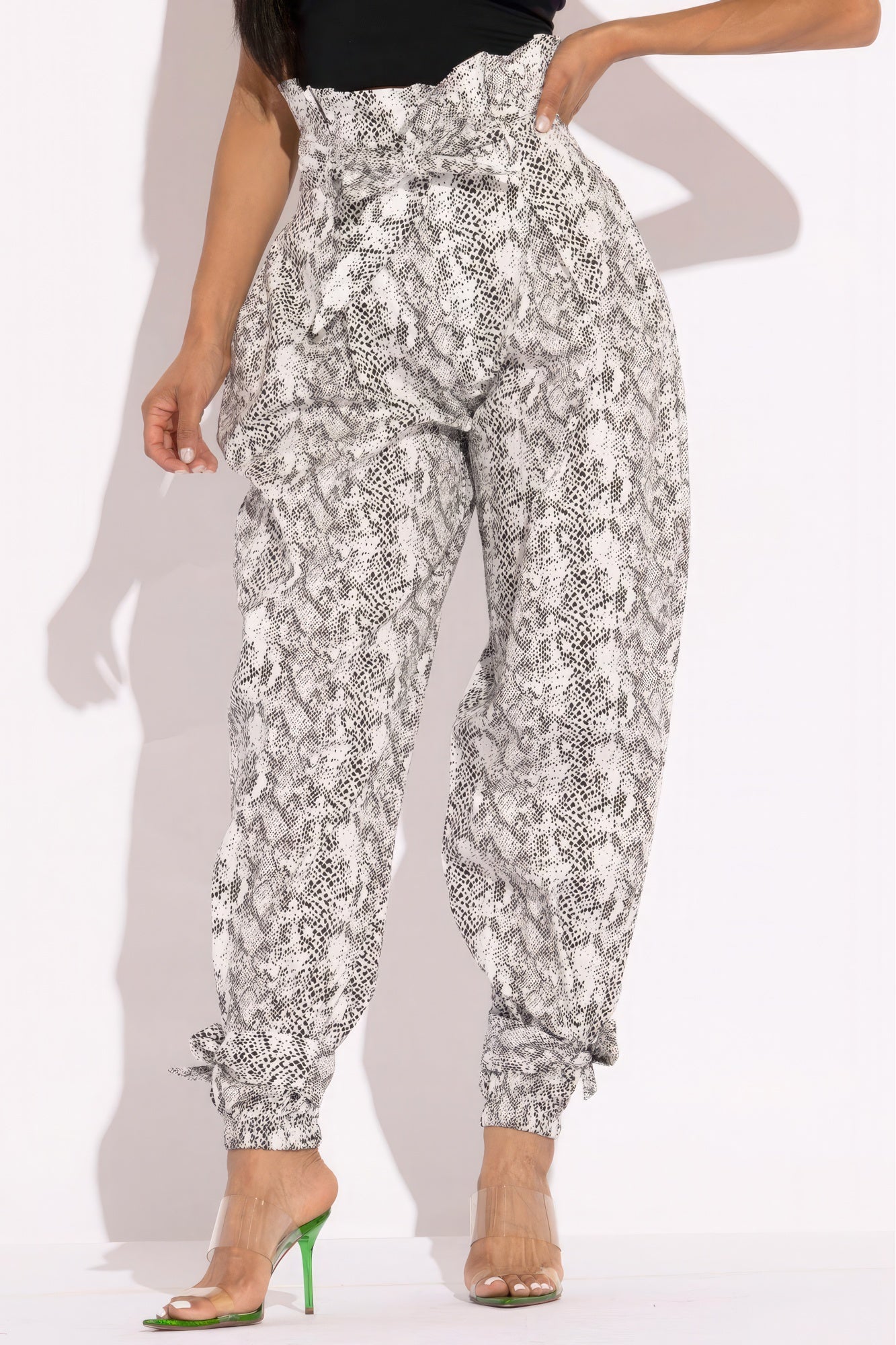 Snake Skin Printed Paper Bag Style Cargo Pants - AV Fashion’s