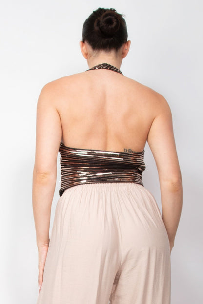 Surplice Halter Sequin Top - AV Fashion’s