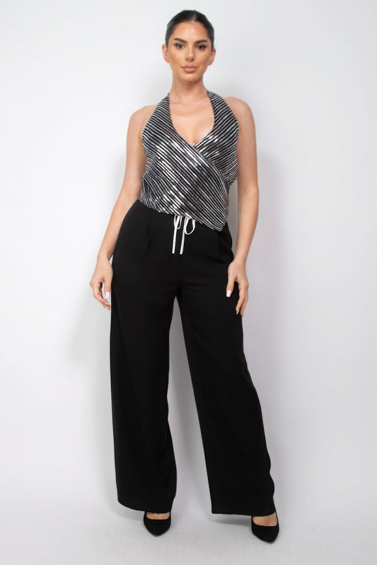 Surplice Halter Sequin Top - AV Fashion’s