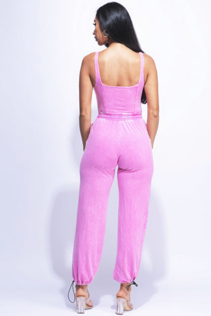 Washed Jumpsuit With Adjustable Ankle - AV Fashion’s