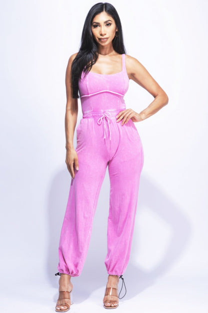 Washed Jumpsuit With Adjustable Ankle - AV Fashion’s
