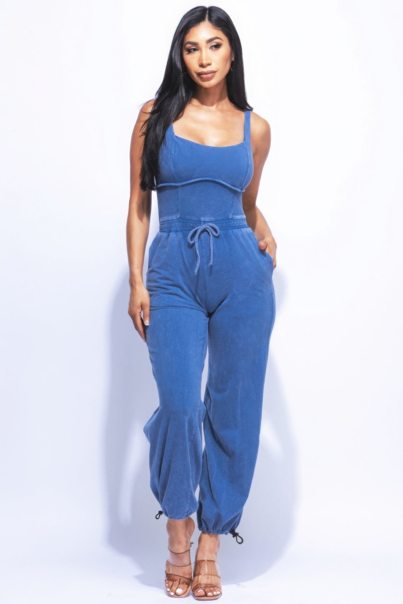 Washed Jumpsuit With Adjustable Ankle - AV Fashion’s