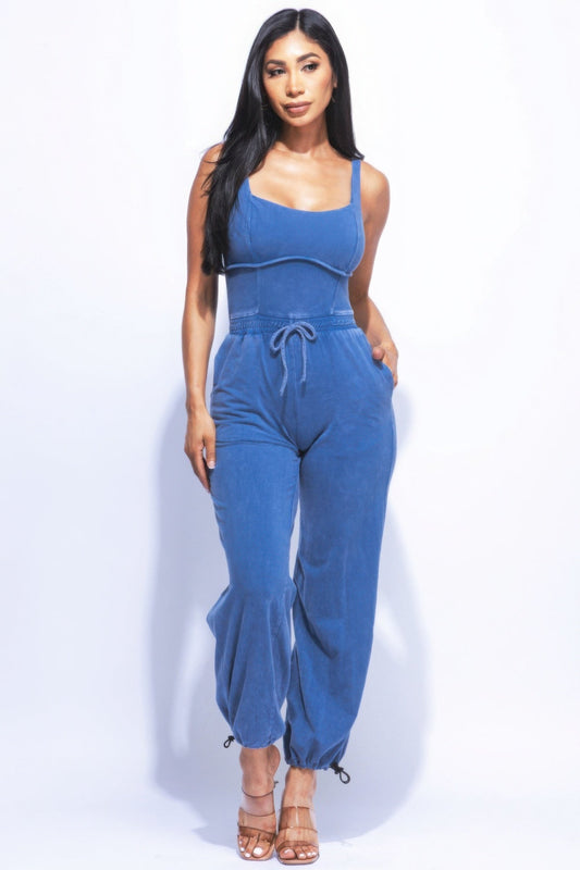 Washed Jumpsuit With Adjustable Ankle - AV Fashion’s