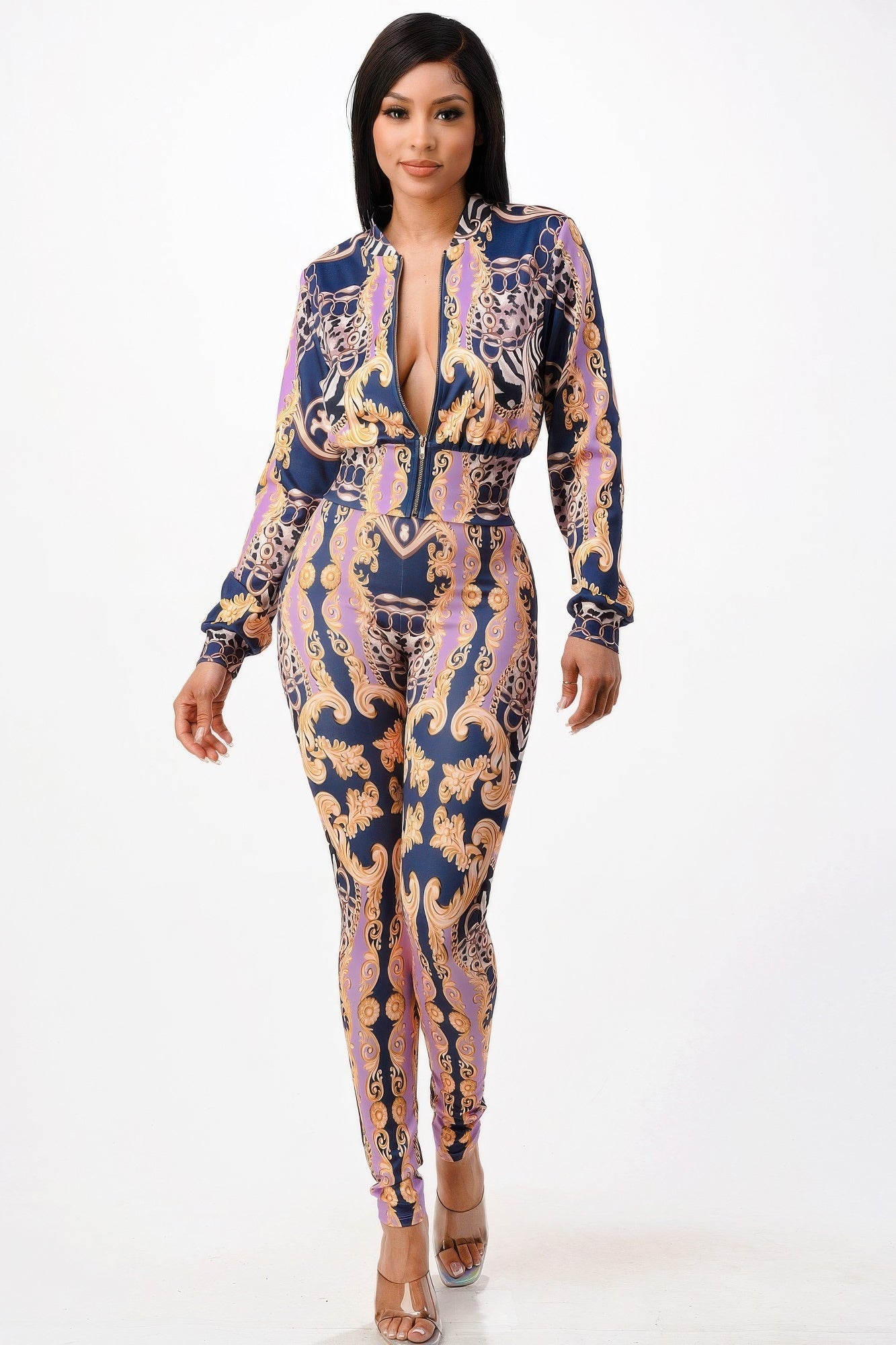 Zip - up Style Jacket With Leggings Set - AV Fashion’s