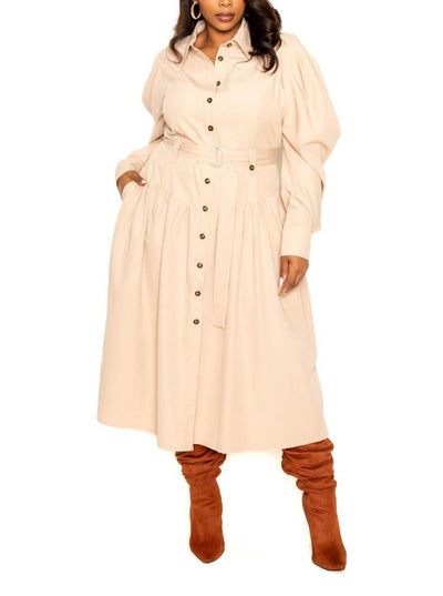 Puff Sleeve Trench Jacket Dress