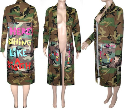 Light Camouflage Coat with Pockets